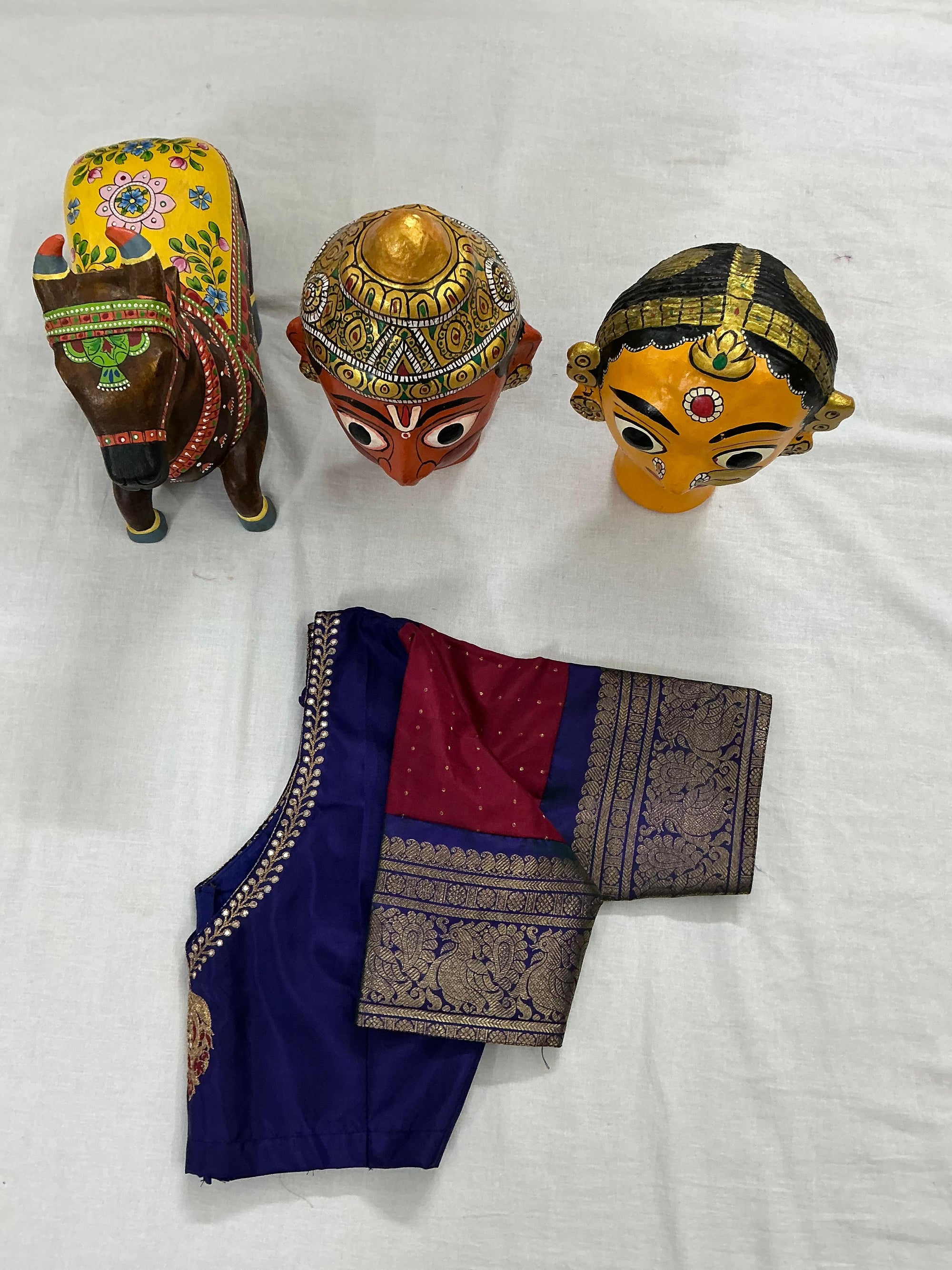 Handcrafted Ready to Wear Blouse : Kanjivaram Silk (Blue)