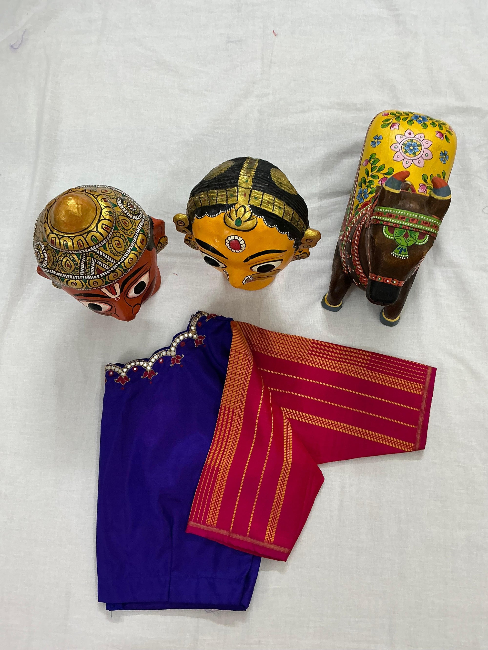 Handcrafted Ready to Wear Blouse : Kanjivaram Silk (Purple blue)