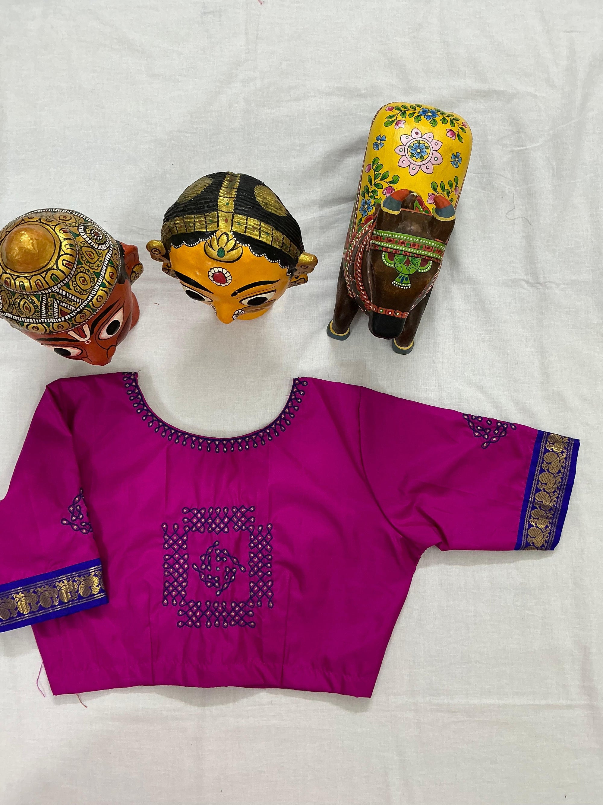 Handcrafted Ready to Wear Blouse : Kanjivaram Silk (Pink)