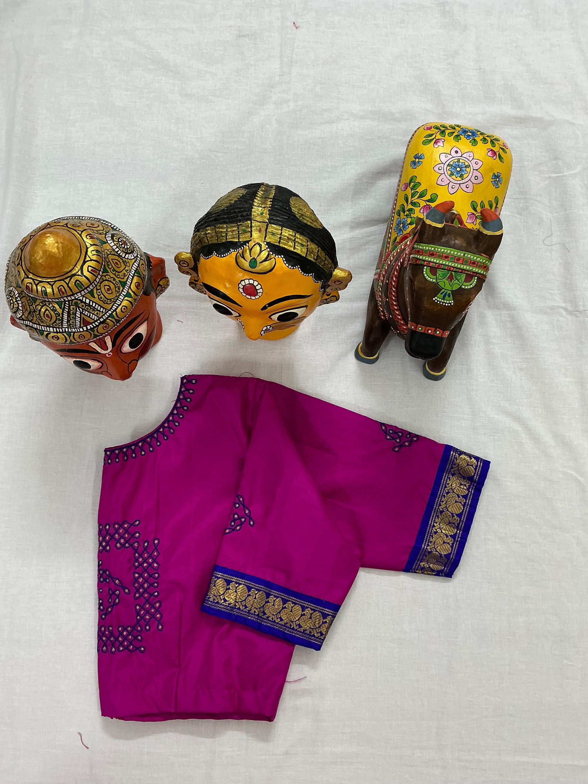 Handcrafted Ready to Wear Blouse : Kanjivaram Silk (Pink)