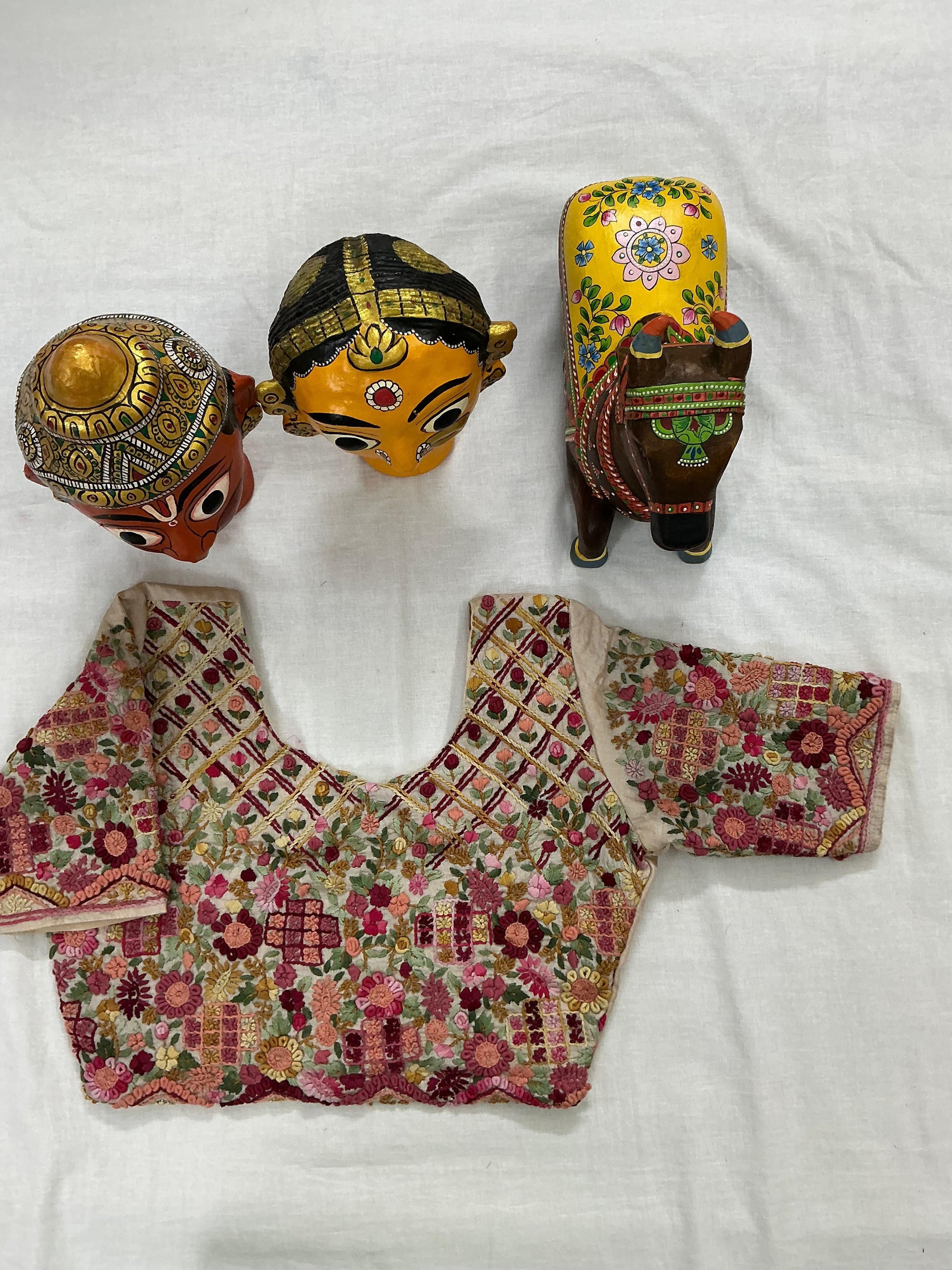 Handcrafted Ready to Wear Blouse : Tussar French Knot Embroidery (Natural Tussar color)