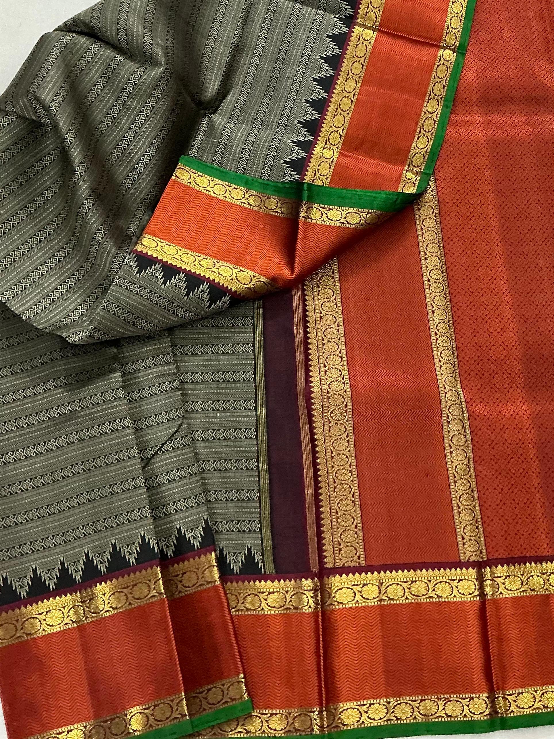 MYTHILI:  Varisaipettu Korvai Kanjivaram Silk