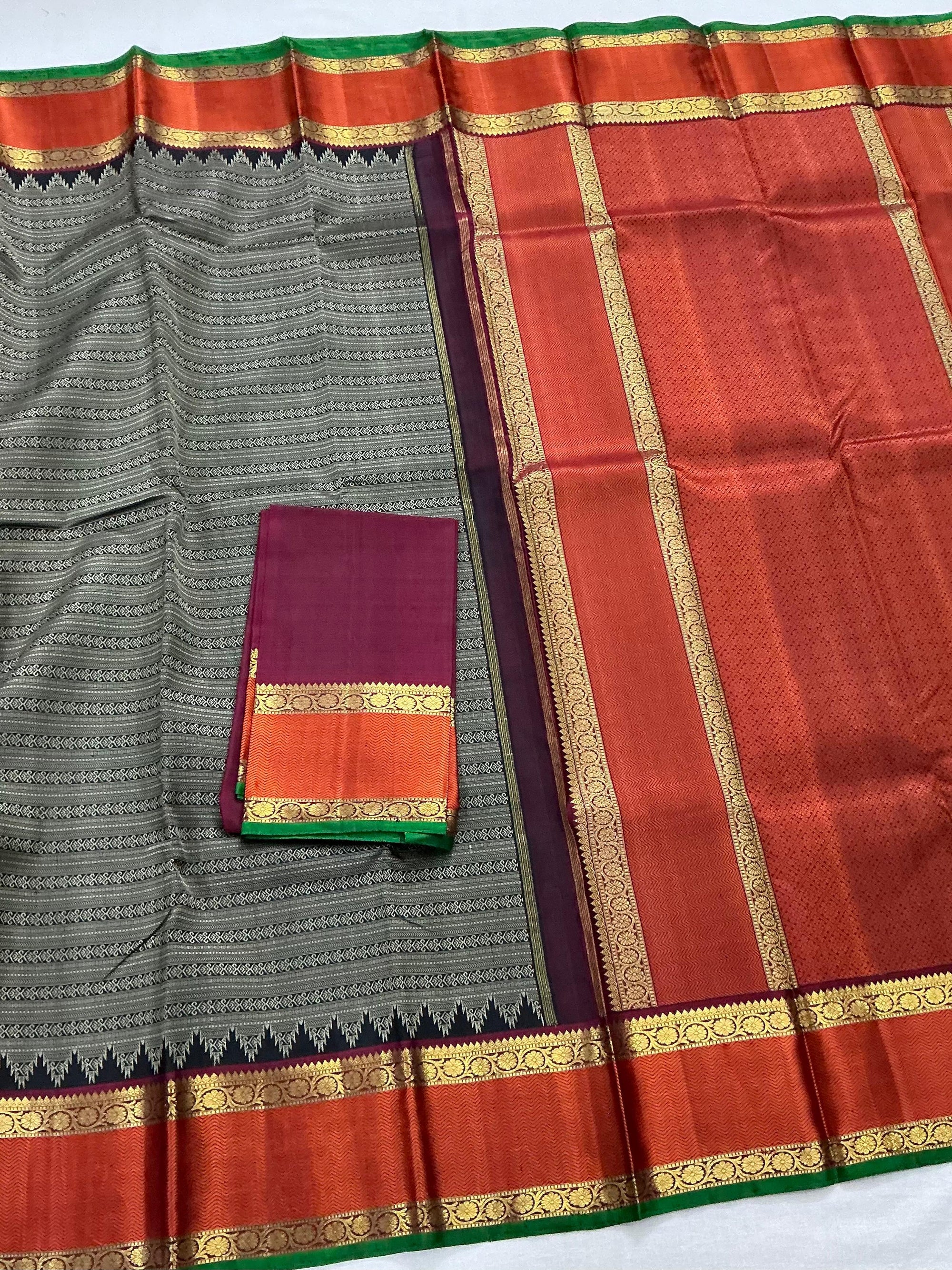 MYTHILI:  Varisaipettu Korvai Kanjivaram Silk