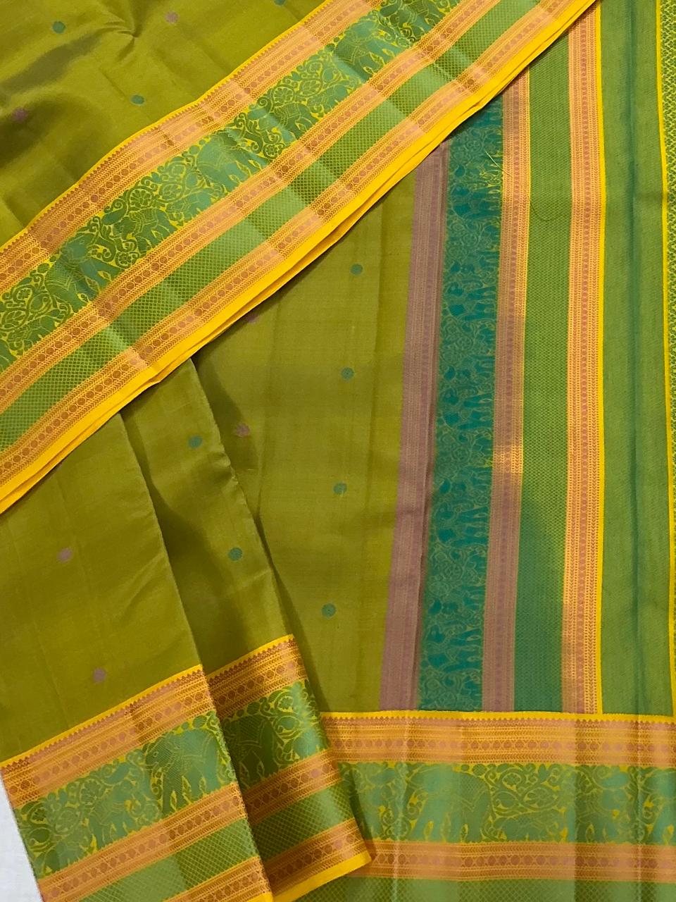 No Zari Kanjivaram Soft Silk : Mehendi Green