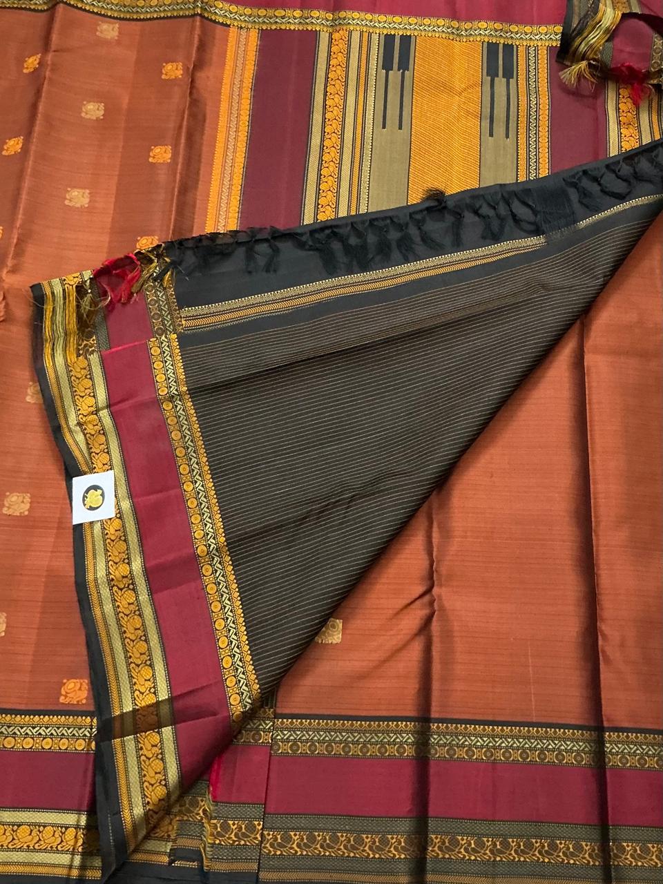 No Kanjivaram Soft Silk : Earthy Rust brown