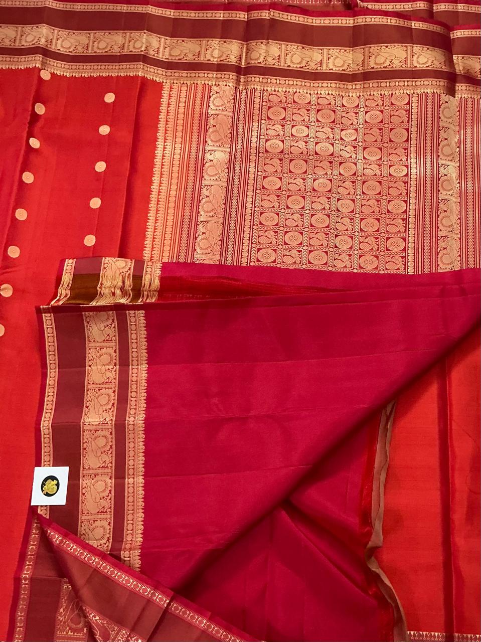 No Kanjivaram Soft Silk : Earthy Red + Wine Maroon