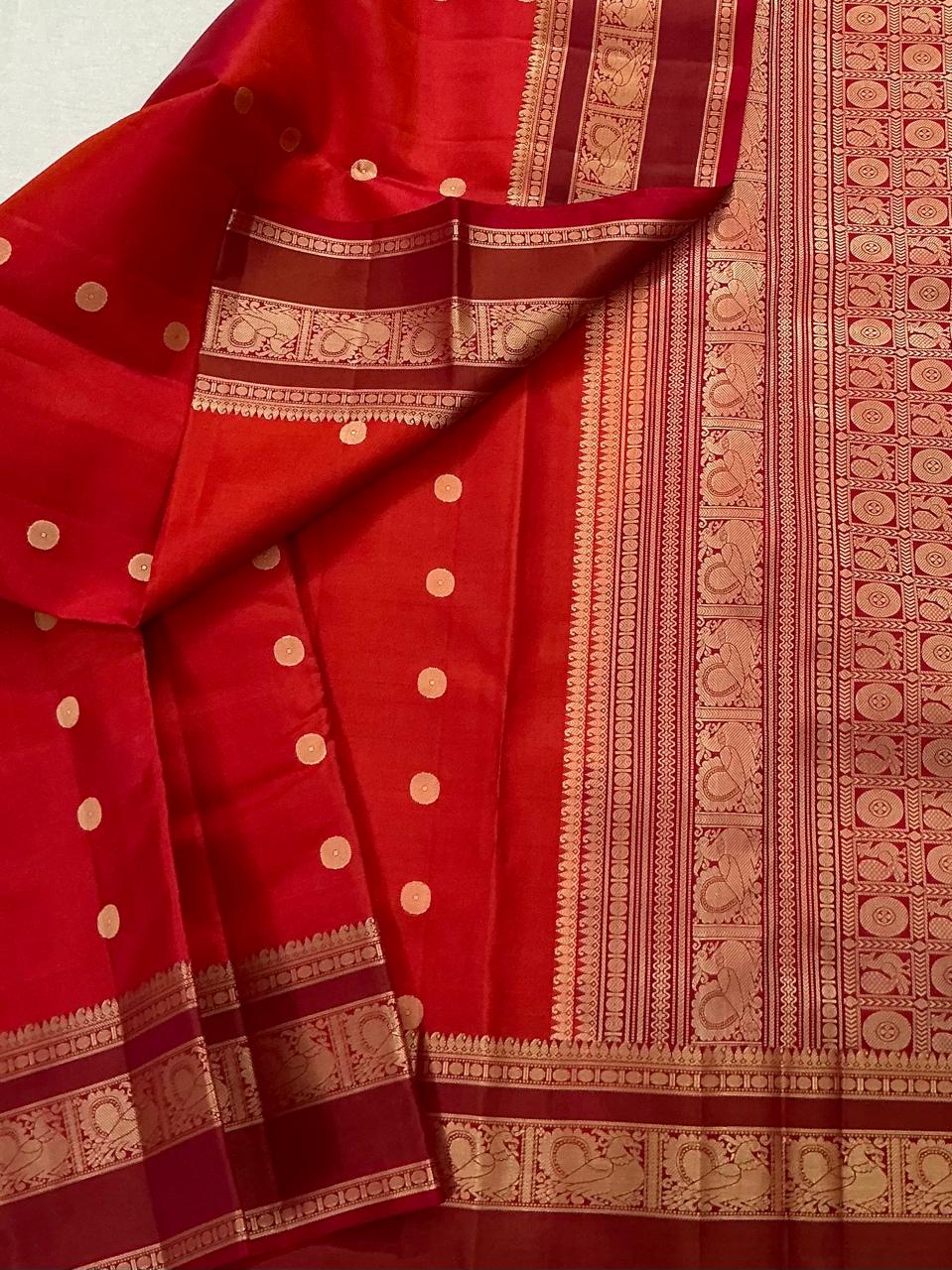 No Kanjivaram Soft Silk : Earthy Red + Wine Maroon