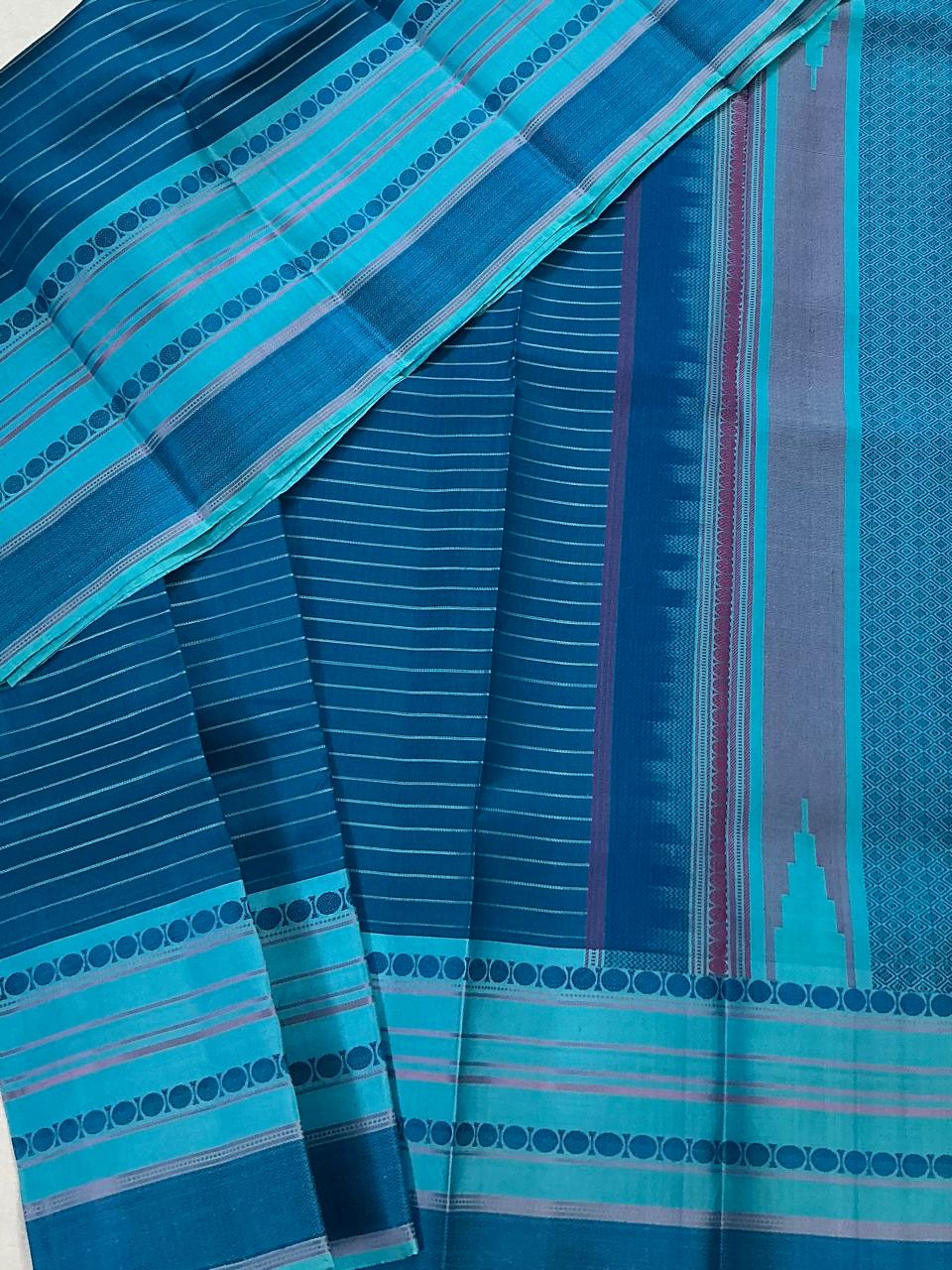 No Kanjivaram Soft Silk : Cobalt Blue on Blue