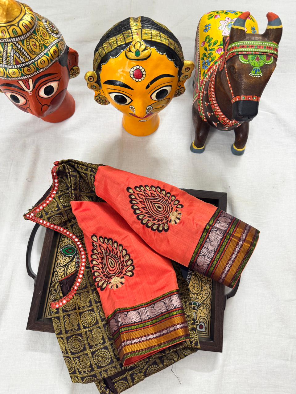 Handcrafted Ready to Wear Blouse : Kanjivaram Silk (1000 butta in Black)