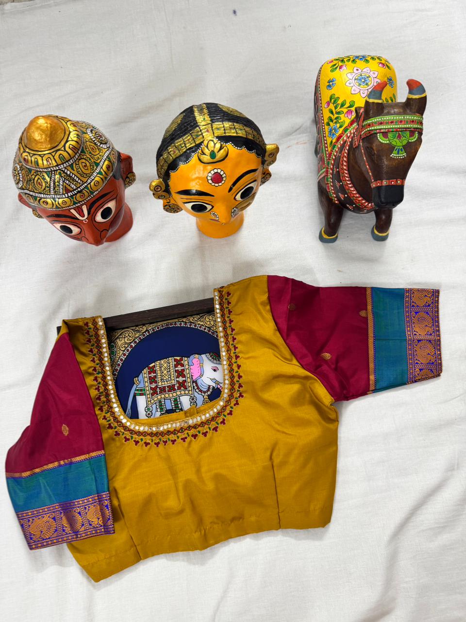 Handcrafted Ready to Wear Blouse : Kanjivaram Silk (Mustard)