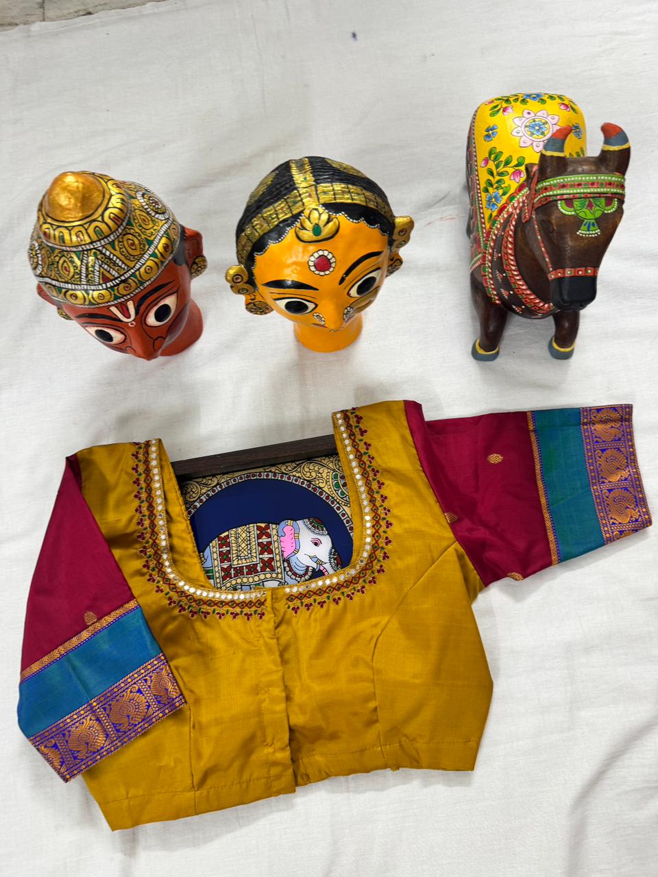 Handcrafted Ready to Wear Blouse : Kanjivaram Silk (Mustard)