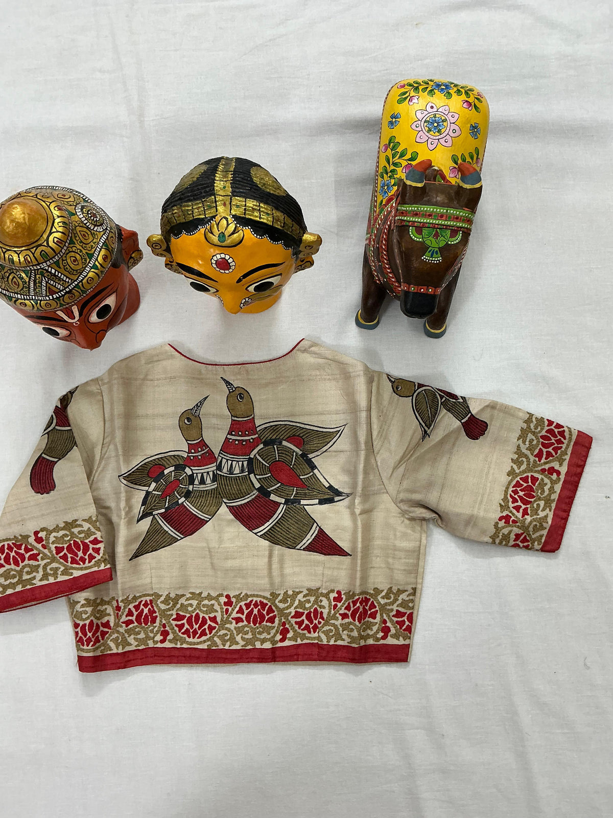 Handcrafted Ready to Wear Blouse : Kamaniya Kantha Tussar