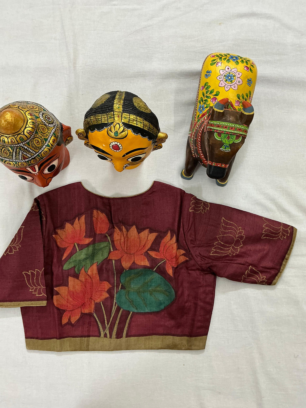 Handcrafted Ready to Wear Blouse : Kamaniya Kantha Tussar