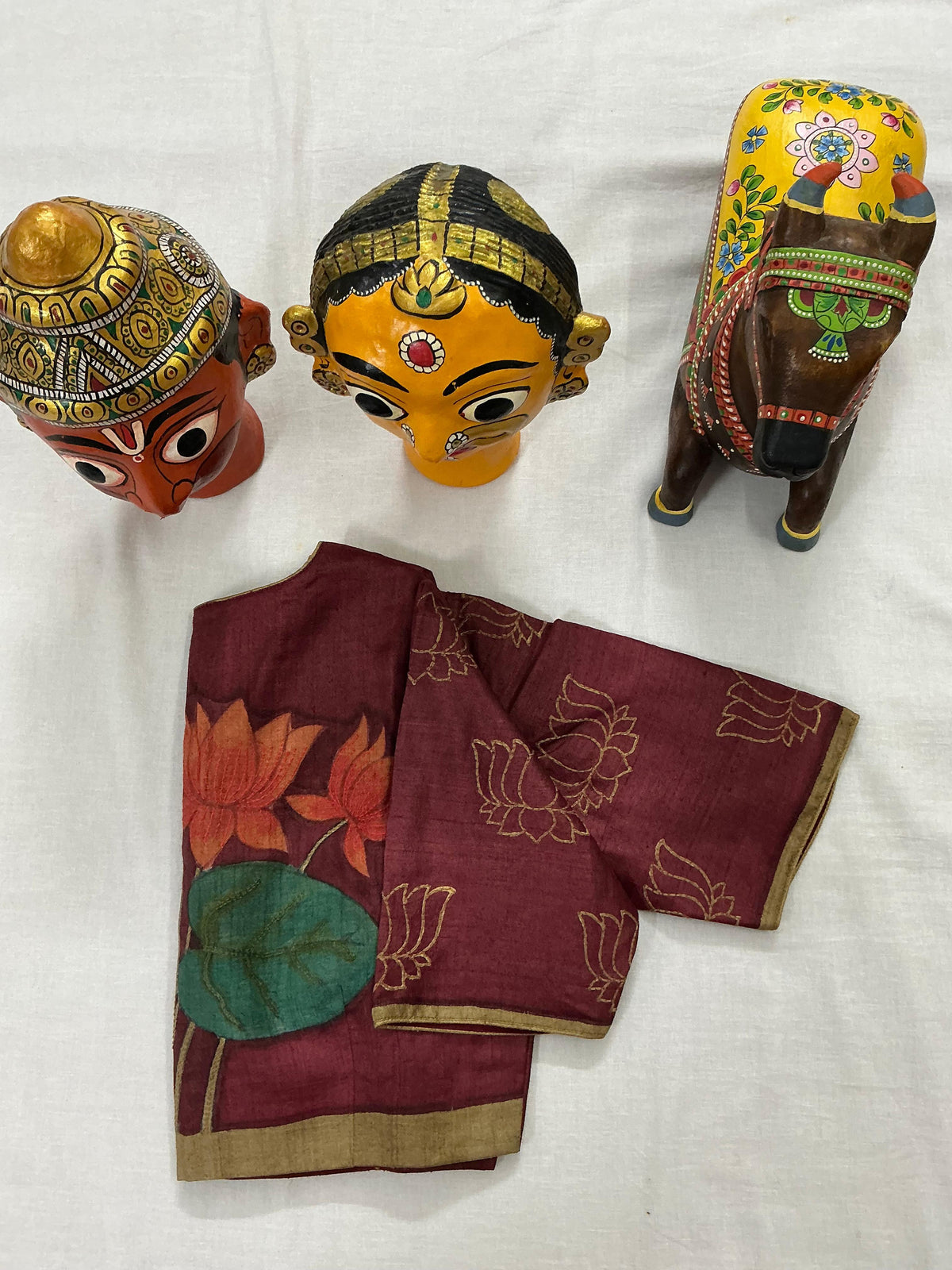 Handcrafted Ready to Wear Blouse : Kamaniya Kantha Tussar