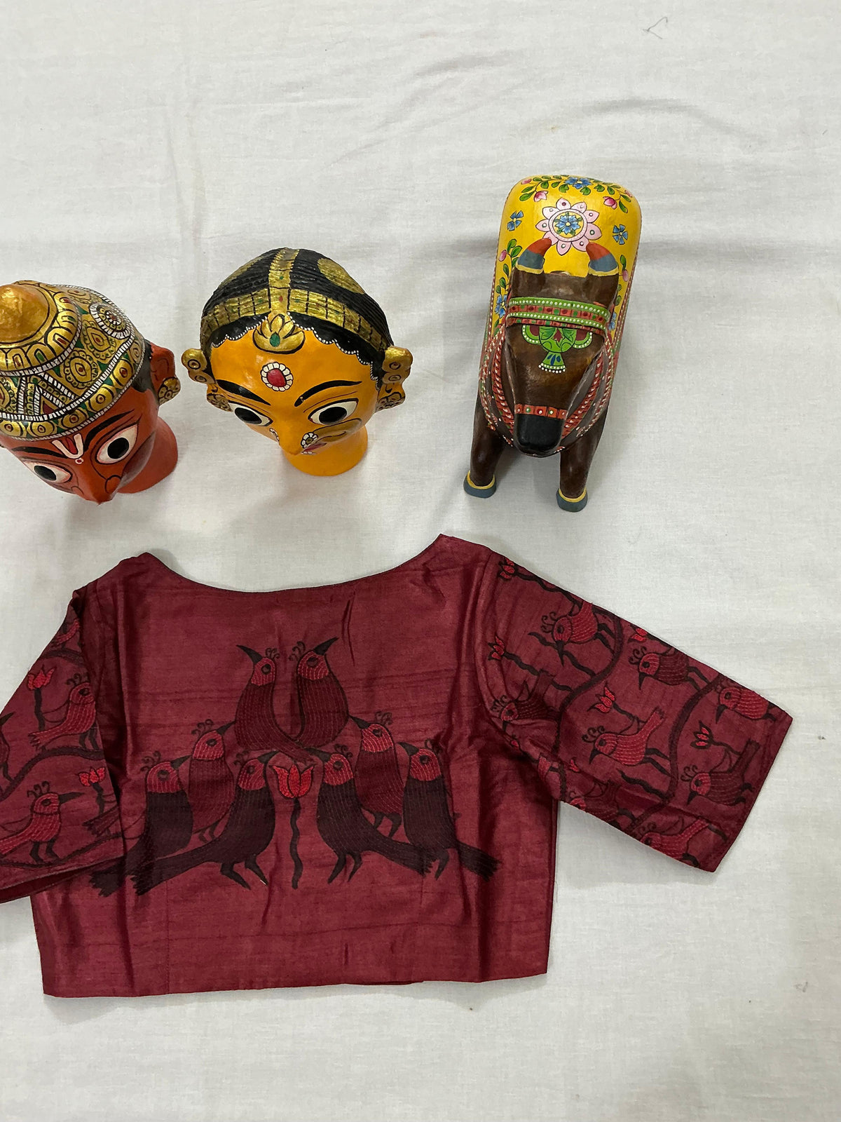 Handcrafted Ready to Wear Blouse : Kamaniya Kantha Tussar