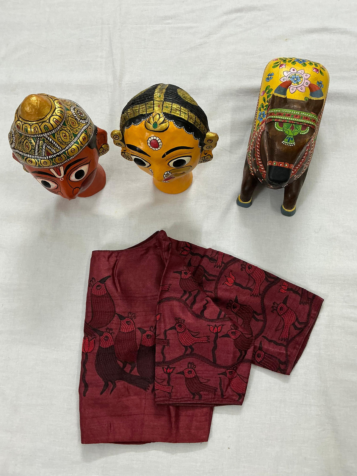Handcrafted Ready to Wear Blouse : Kamaniya Kantha Tussar