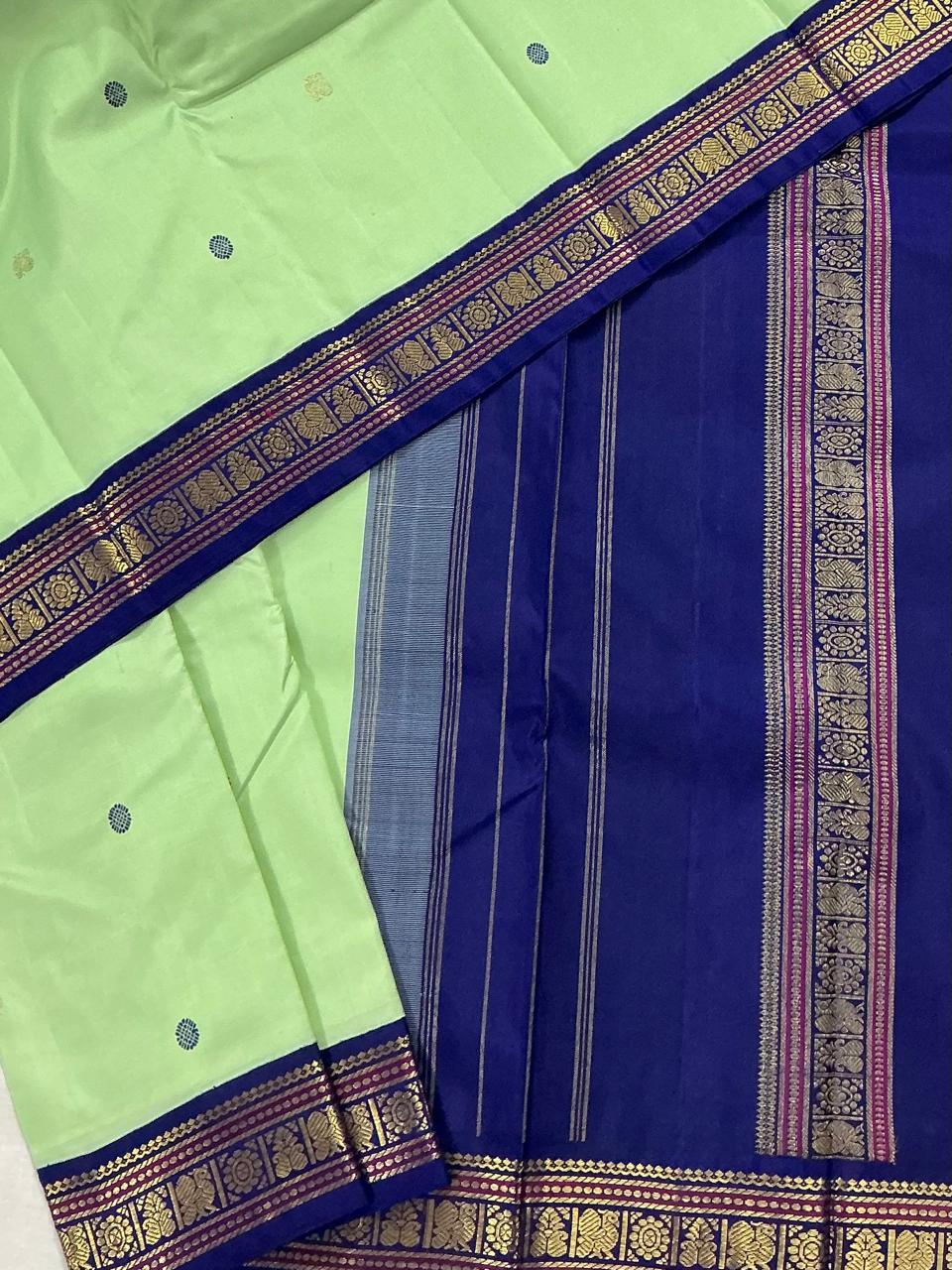 MAATHEY: Korvai Kanjivaram Silk (Aqua Green)
