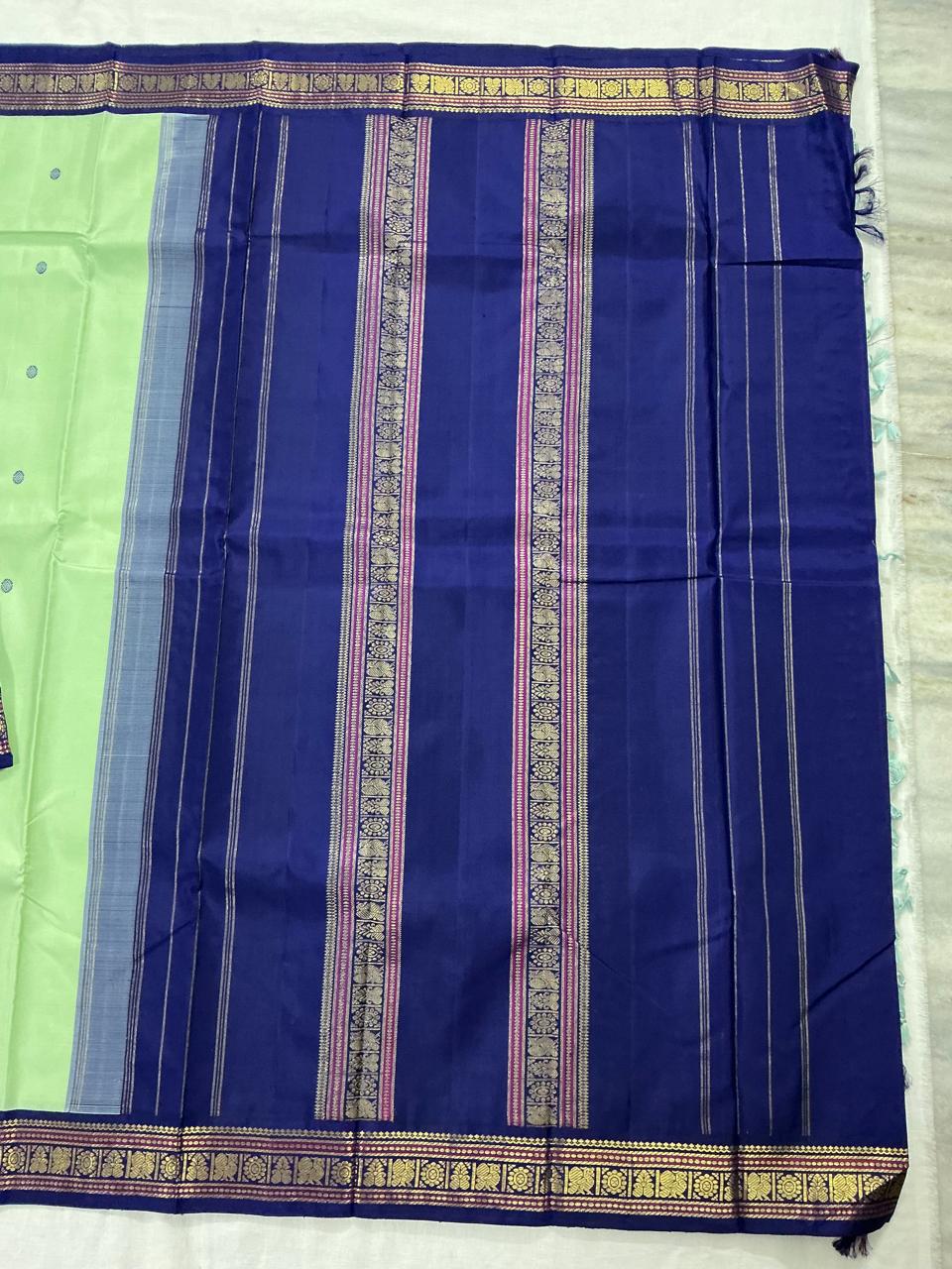 MAATHEY: Korvai Kanjivaram Silk (Aqua Green)