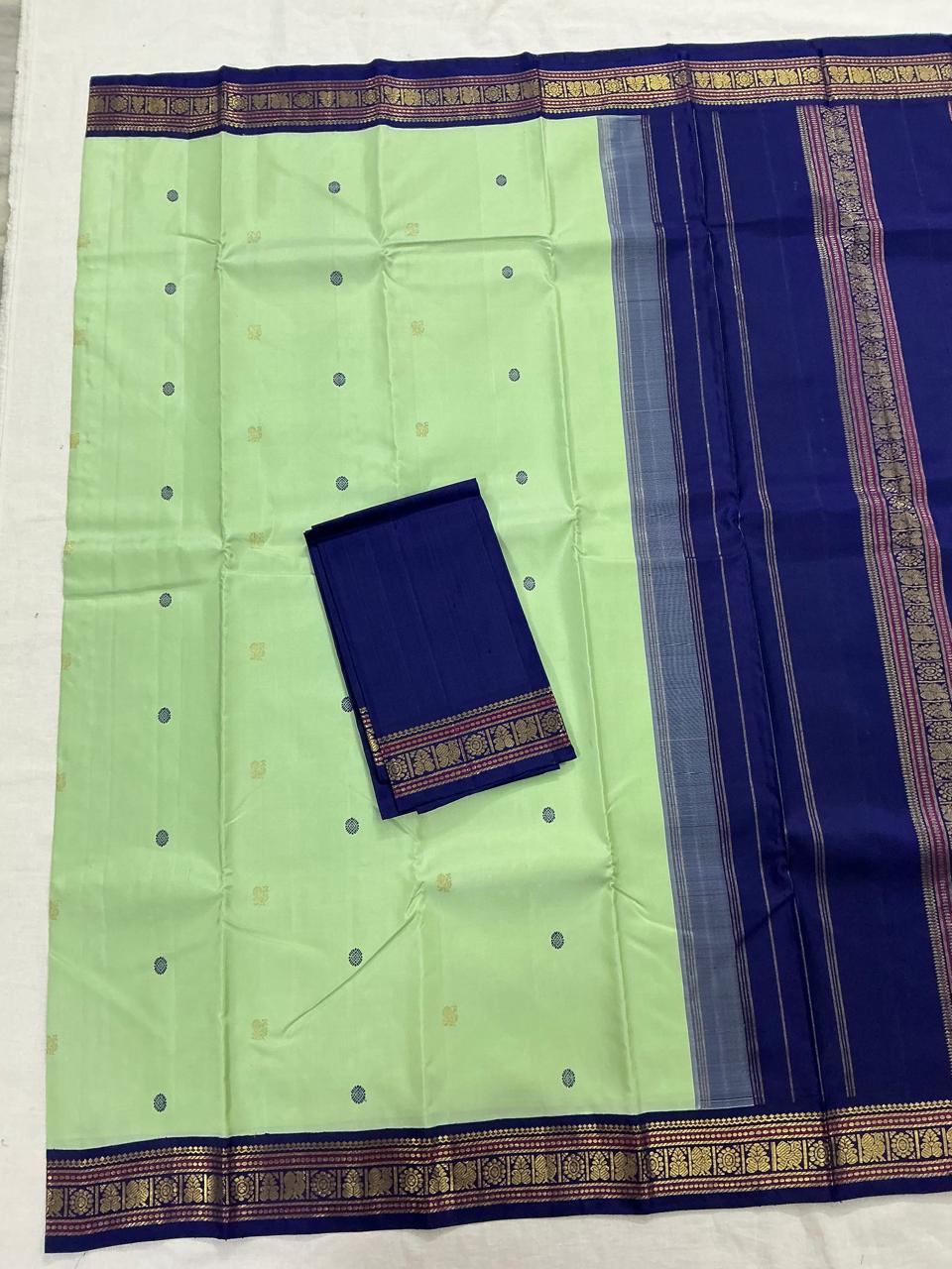 MAATHEY: Korvai Kanjivaram Silk (Aqua Green)