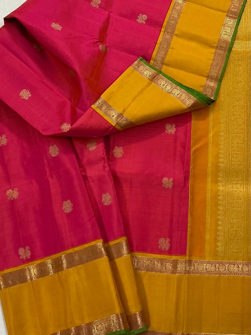 MYTHILI:   Korvai Kanjivaram Silk (Kanakambaram + Mustard)