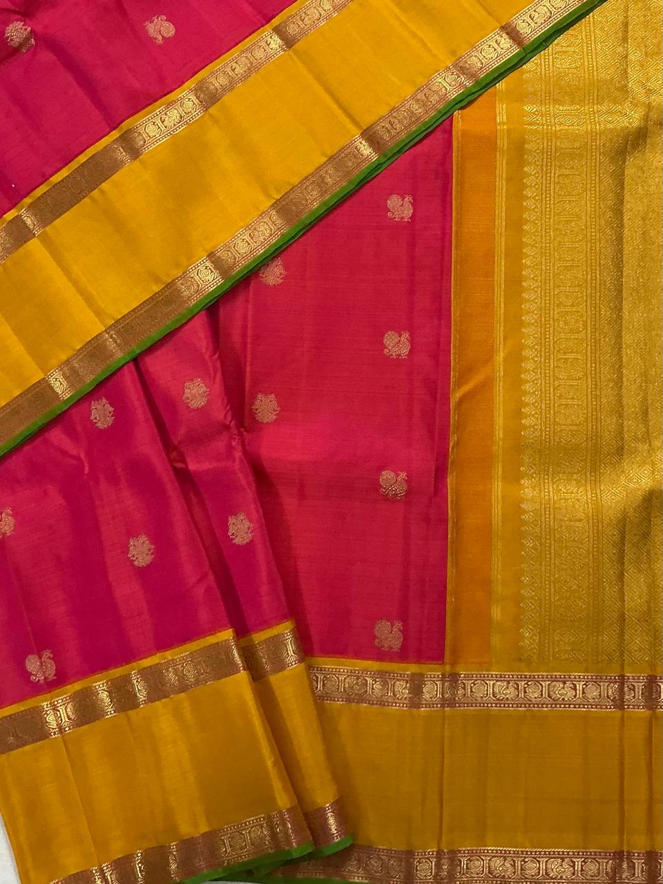 MYTHILI:   Korvai Kanjivaram Silk (Kanakambaram + Mustard)