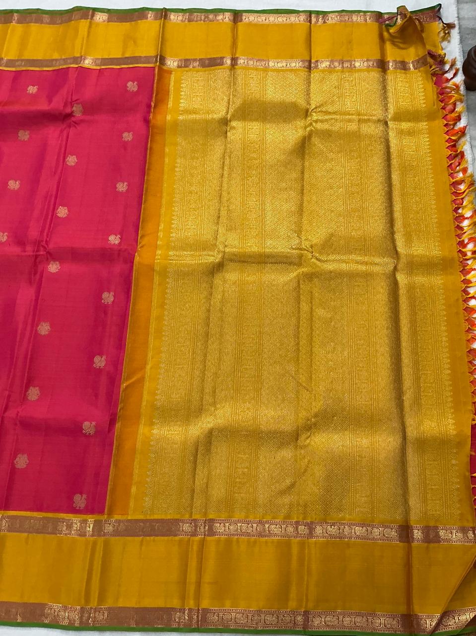 MYTHILI:   Korvai Kanjivaram Silk (Kanakambaram + Mustard)