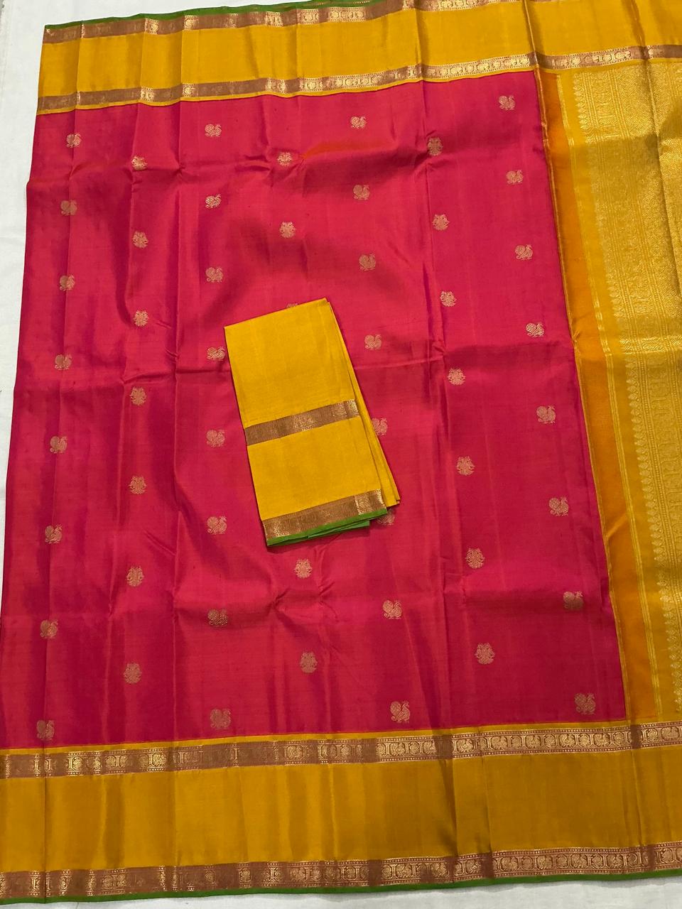 MYTHILI:   Korvai Kanjivaram Silk (Kanakambaram + Mustard)
