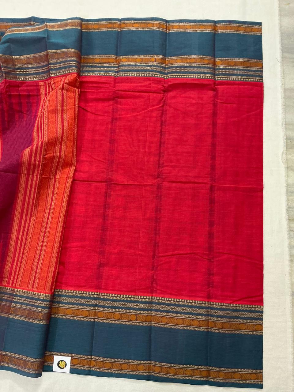 Handwoven Kanchi cotton : Kanakambaram &amp; Blue (1000 Butta)