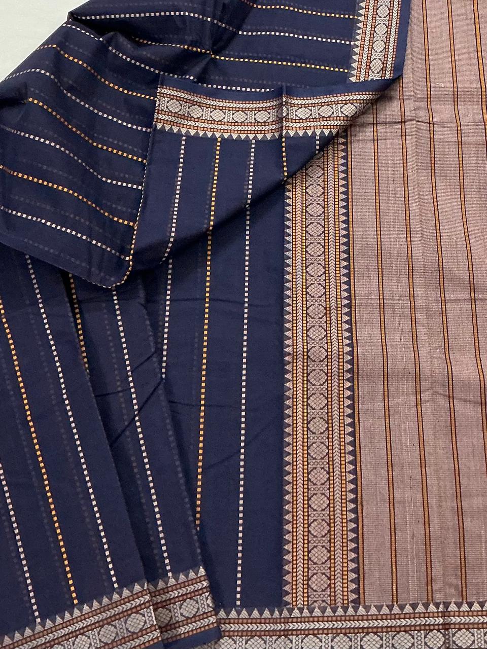 Handwoven Kanchi cotton : Midnight Blue (muthuseer)