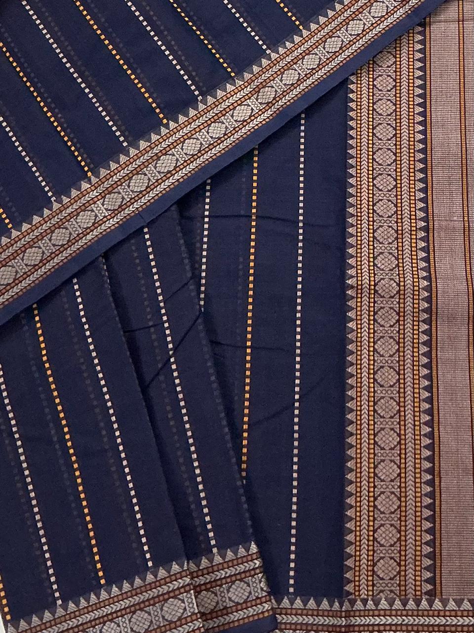 Handwoven Kanchi cotton : Midnight Blue (muthuseer)
