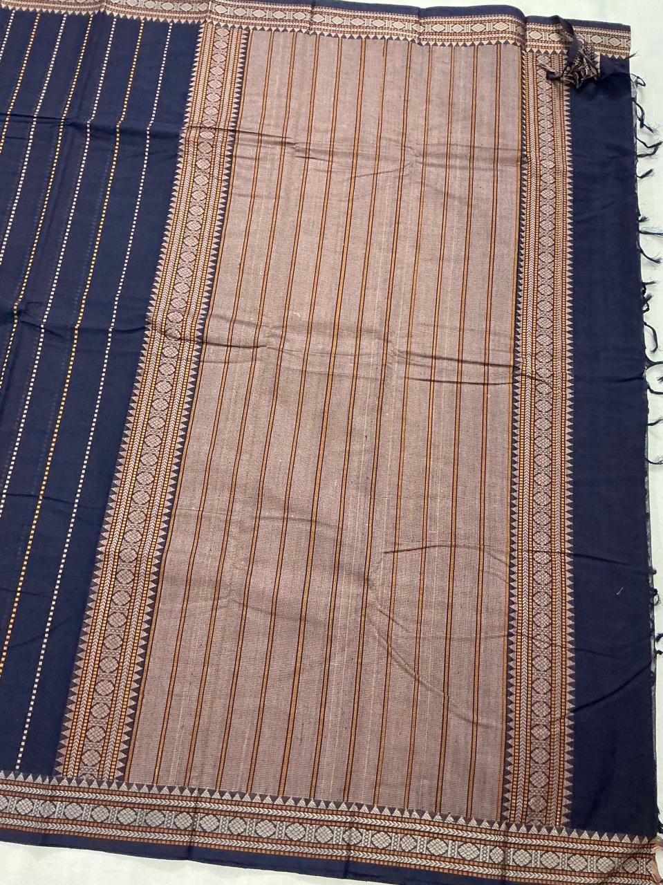 Handwoven Kanchi cotton : Midnight Blue (muthuseer)