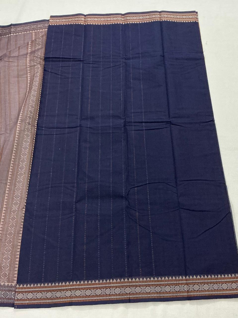 Handwoven Kanchi cotton : Midnight Blue (muthuseer)