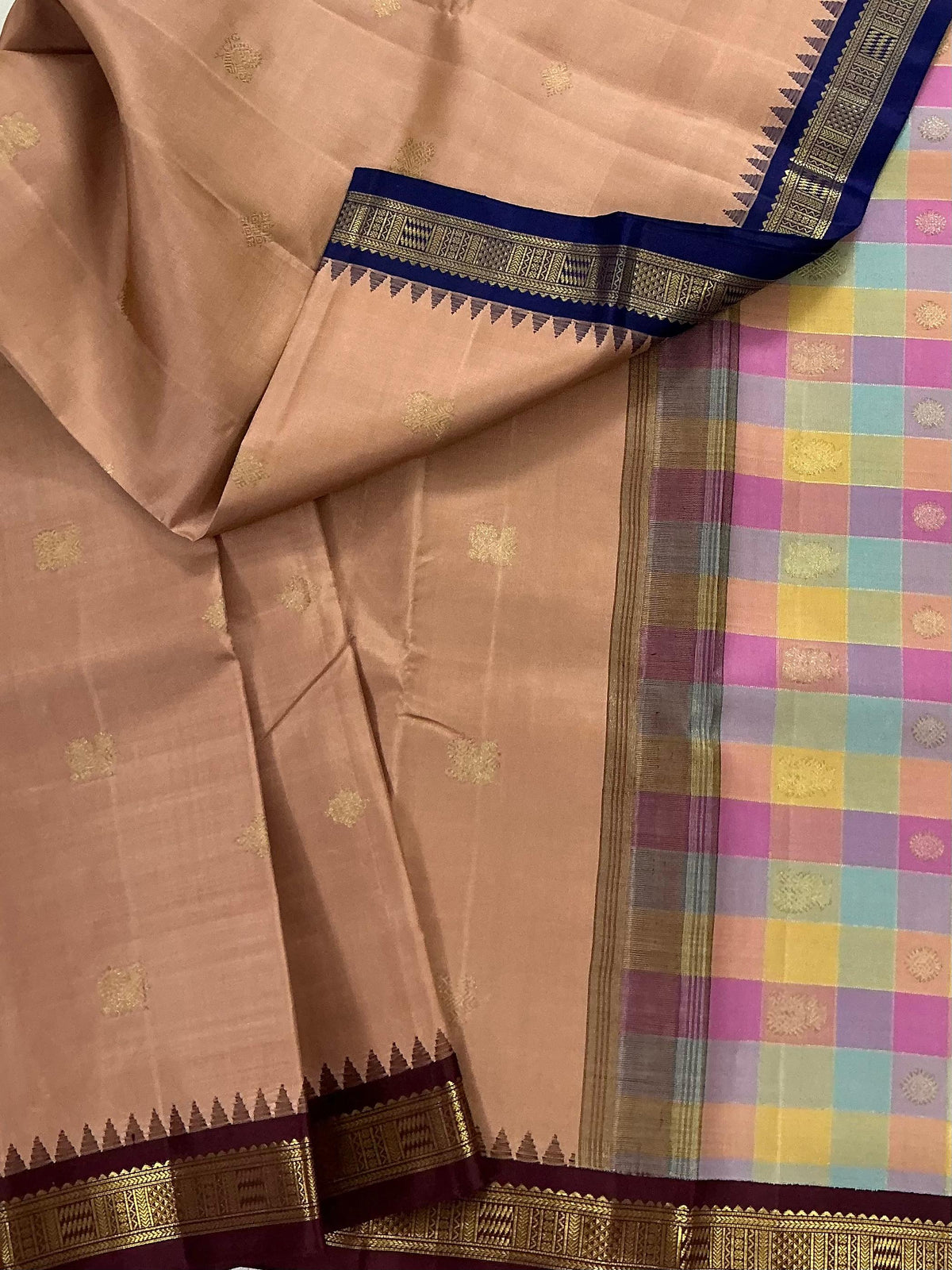 MAATHEY: Small border Kanjivaram Silk (Paalum Pazhamum Pallu)