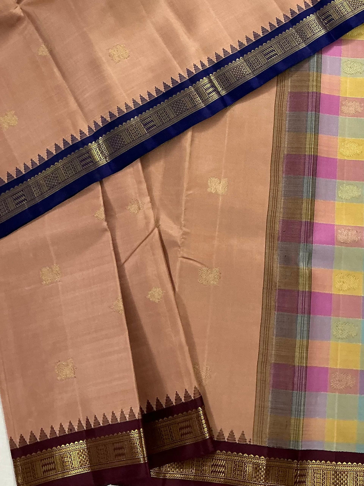 MAATHEY: Small border Kanjivaram Silk (Paalum Pazhamum Pallu)