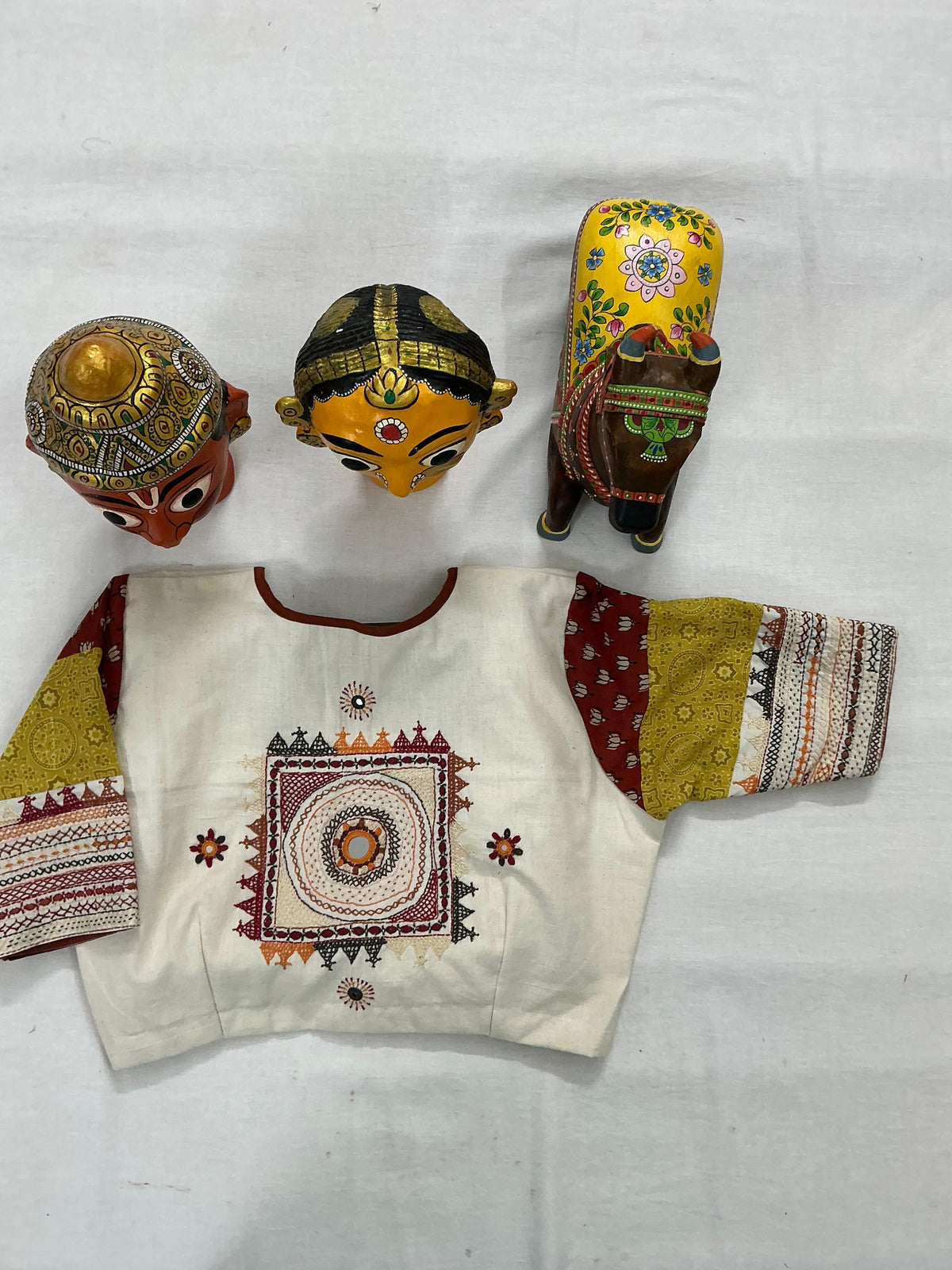 Handcrafted Ready to Wear Blouse : Lambani &amp; Blockprints in Cotton