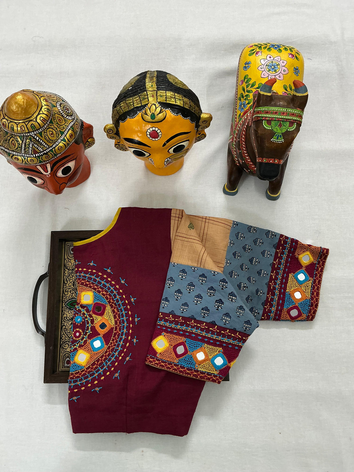 Handcrafted Ready to Wear Blouse : Lambani &amp; Blockprints in Cotton