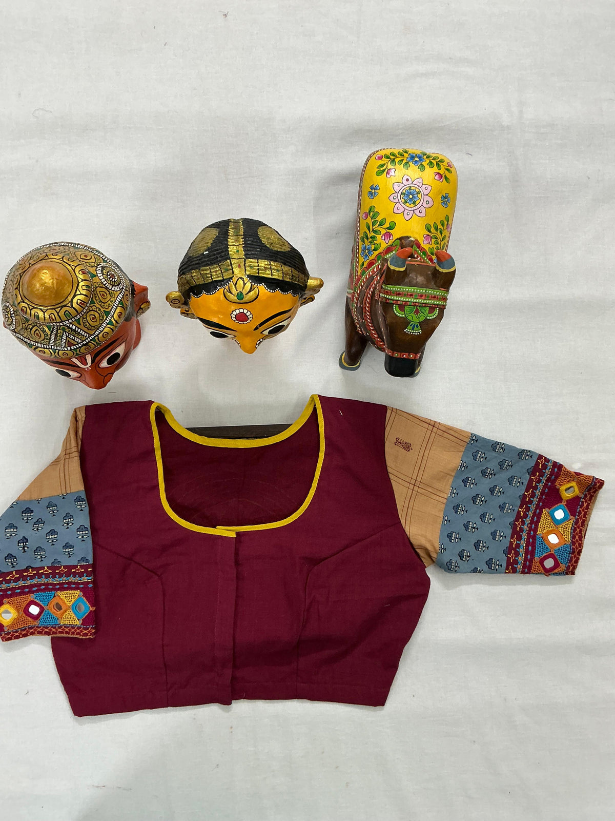 Handcrafted Ready to Wear Blouse : Lambani &amp; Blockprints in Cotton