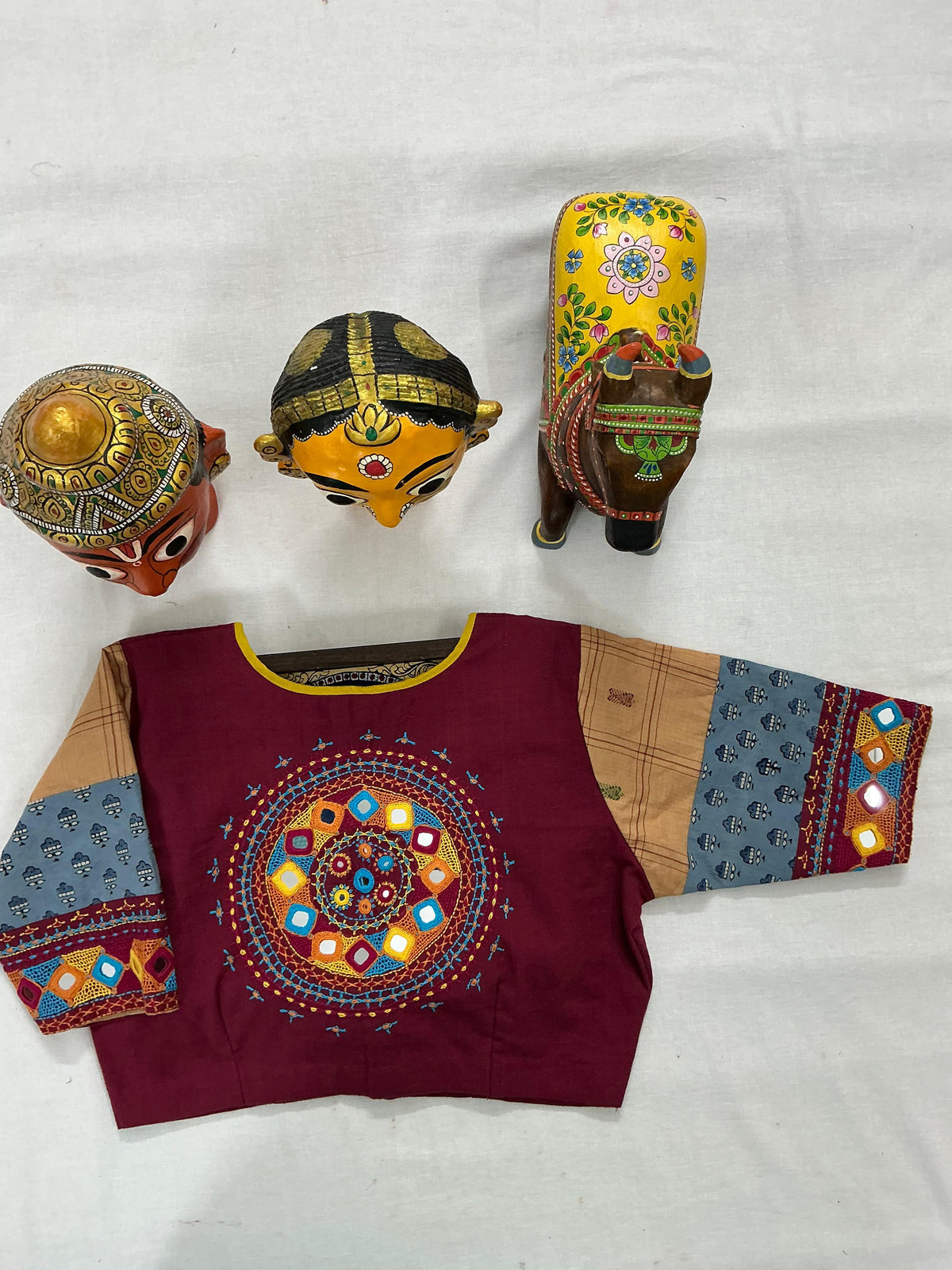 Handcrafted Ready to Wear Blouse : Lambani &amp; Blockprints in Cotton