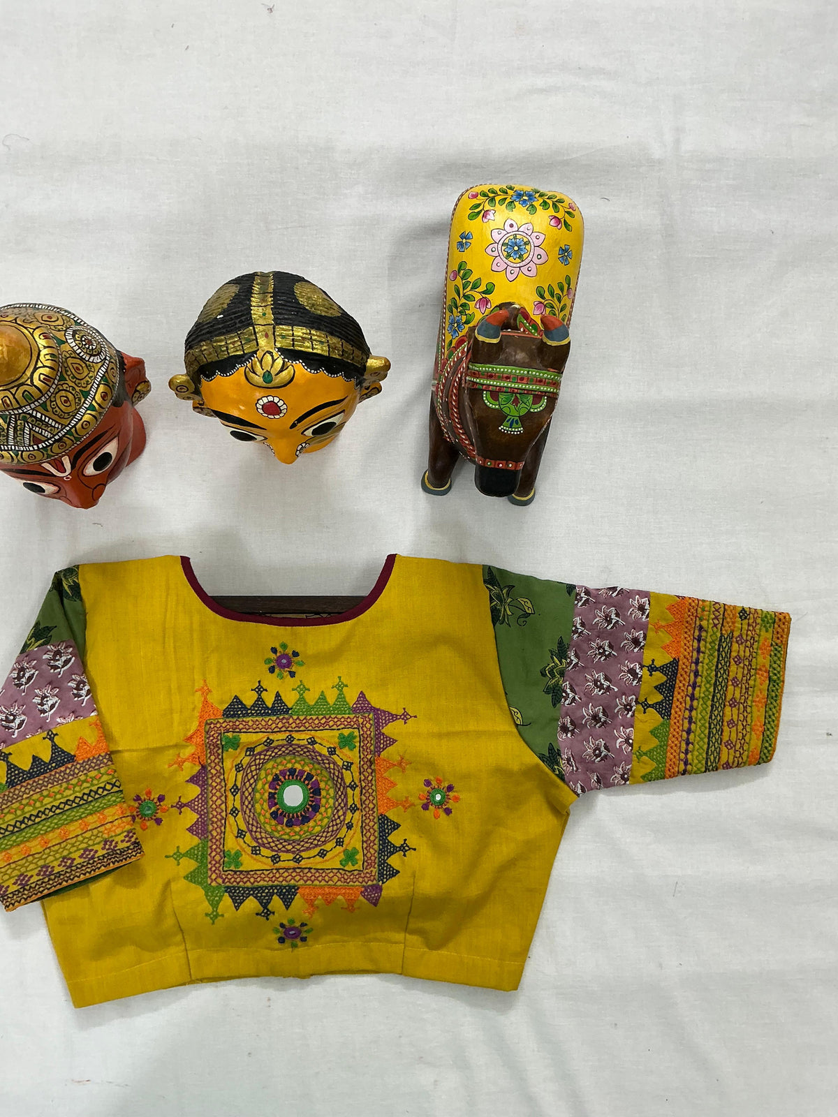 Handcrafted Ready to Wear Blouse : Lambani &amp; Blockprints in Cotton
