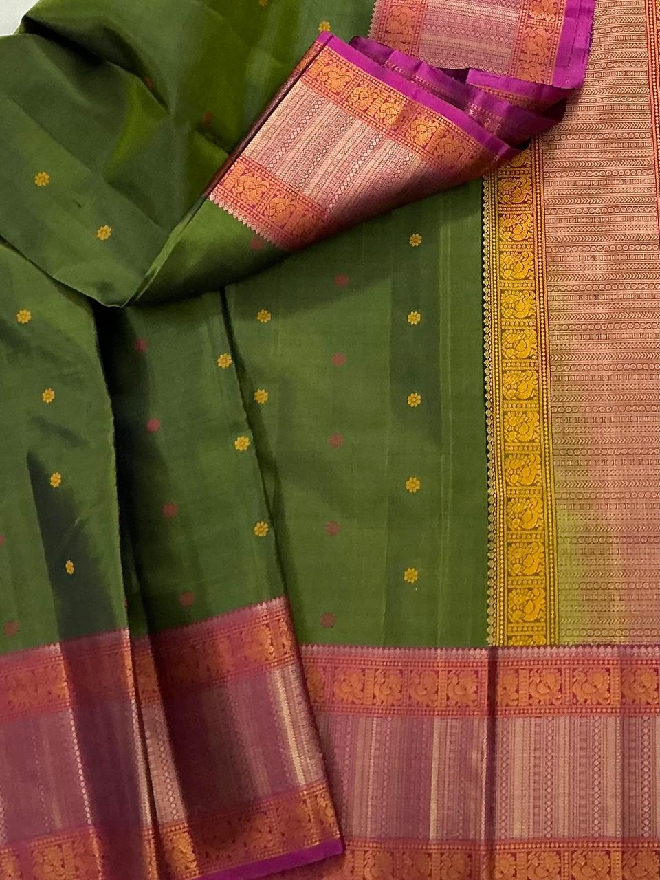 No Kanjivaram Soft Silk : Green &amp; Pink