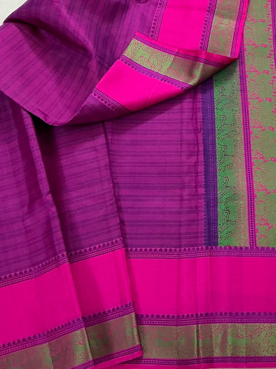 No Kanjivaram Soft Silk : Pink and Purple