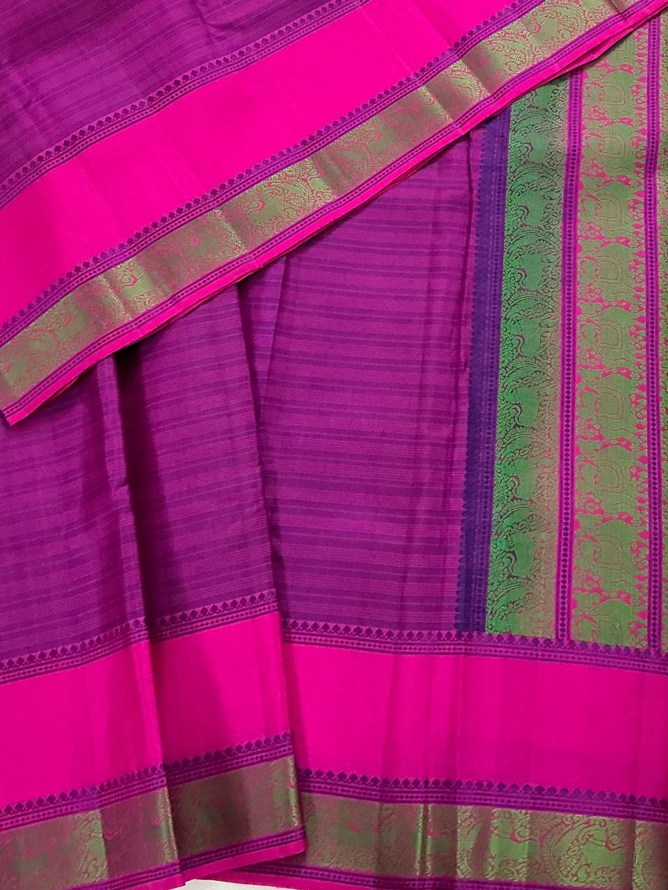 No Kanjivaram Soft Silk : Pink and Purple