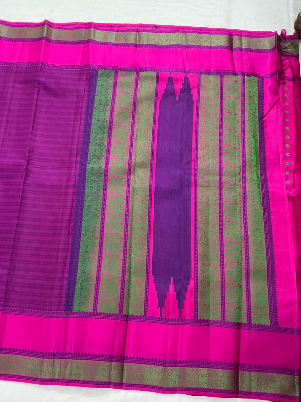No Kanjivaram Soft Silk : Pink and Purple