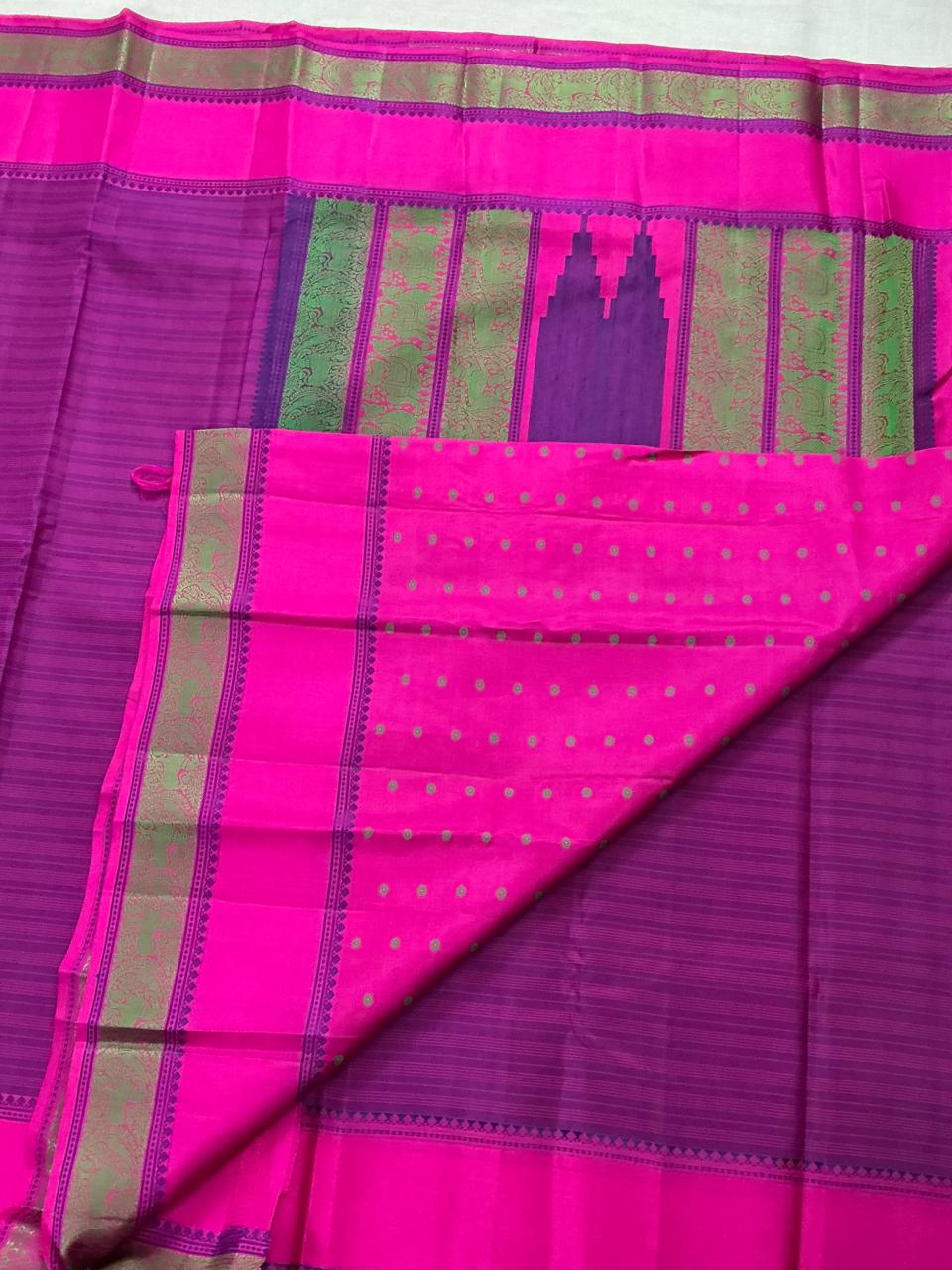 No Kanjivaram Soft Silk : Pink and Purple