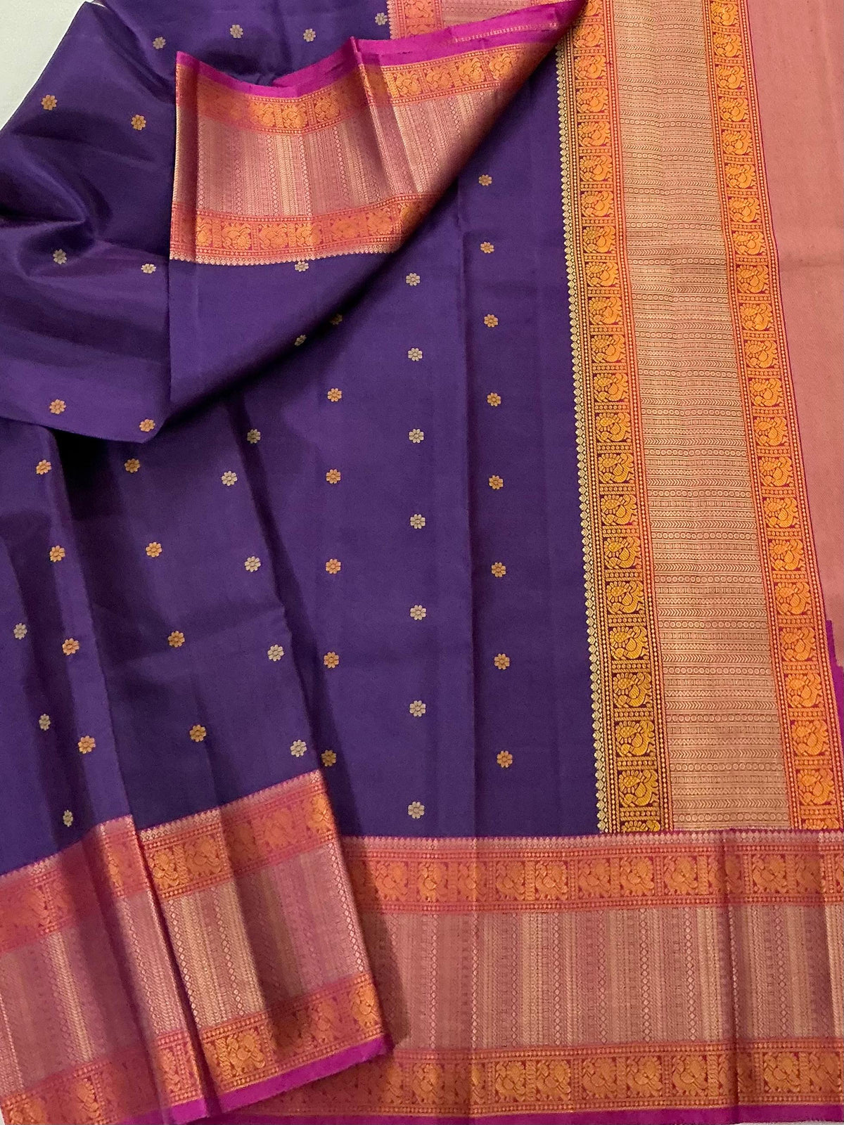No Kanjivaram Soft Silk :Purple &amp; Pink