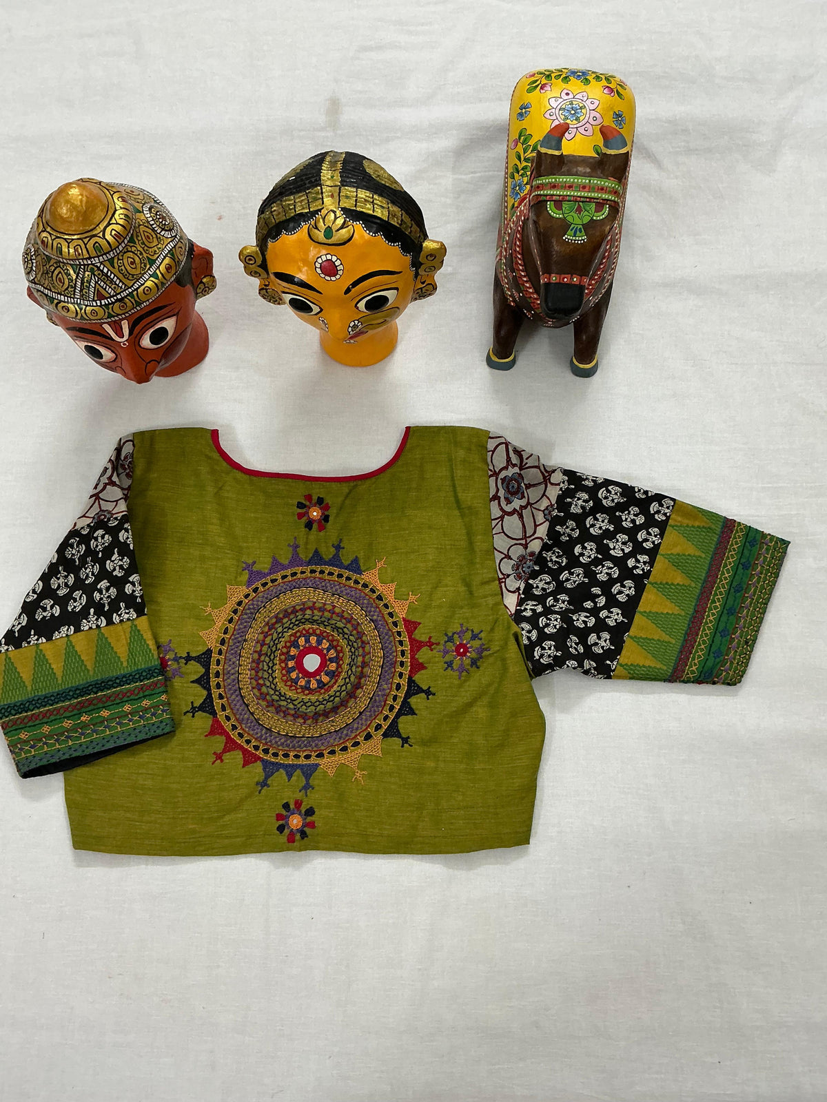 Handcrafted Ready to Wear Blouse : Lambani &amp; Blockprints in Cotton