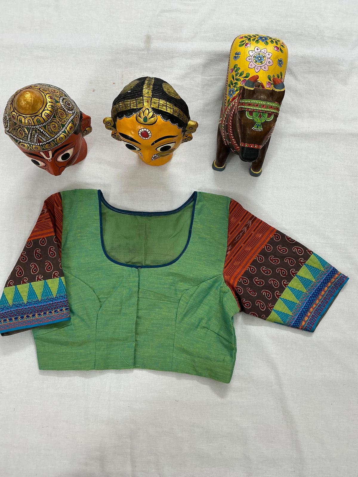 Handcrafted Ready to Wear Blouse : Lambani &amp; Blockprints in Cotton