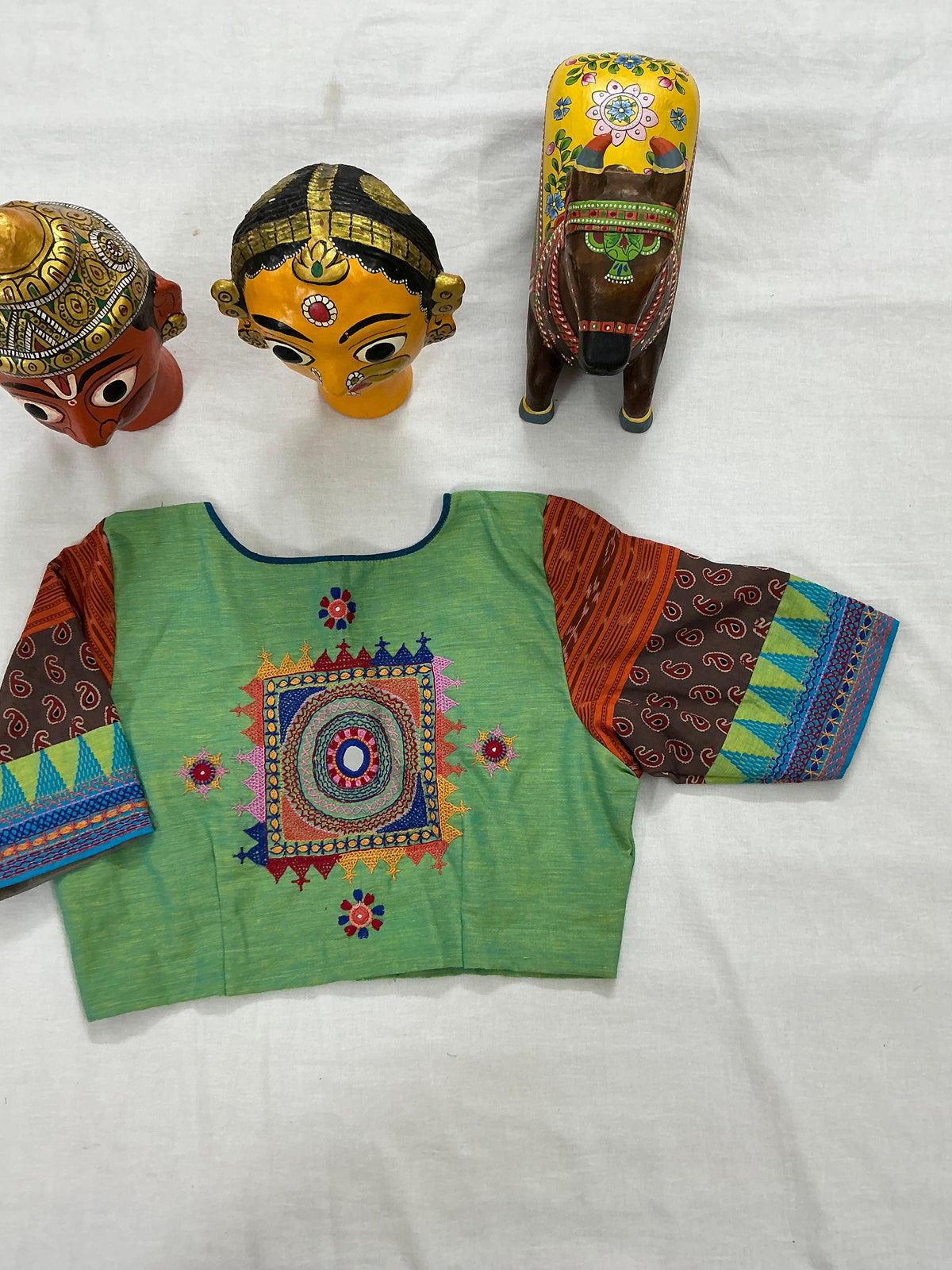Handcrafted Ready to Wear Blouse : Lambani &amp; Blockprints in Cotton