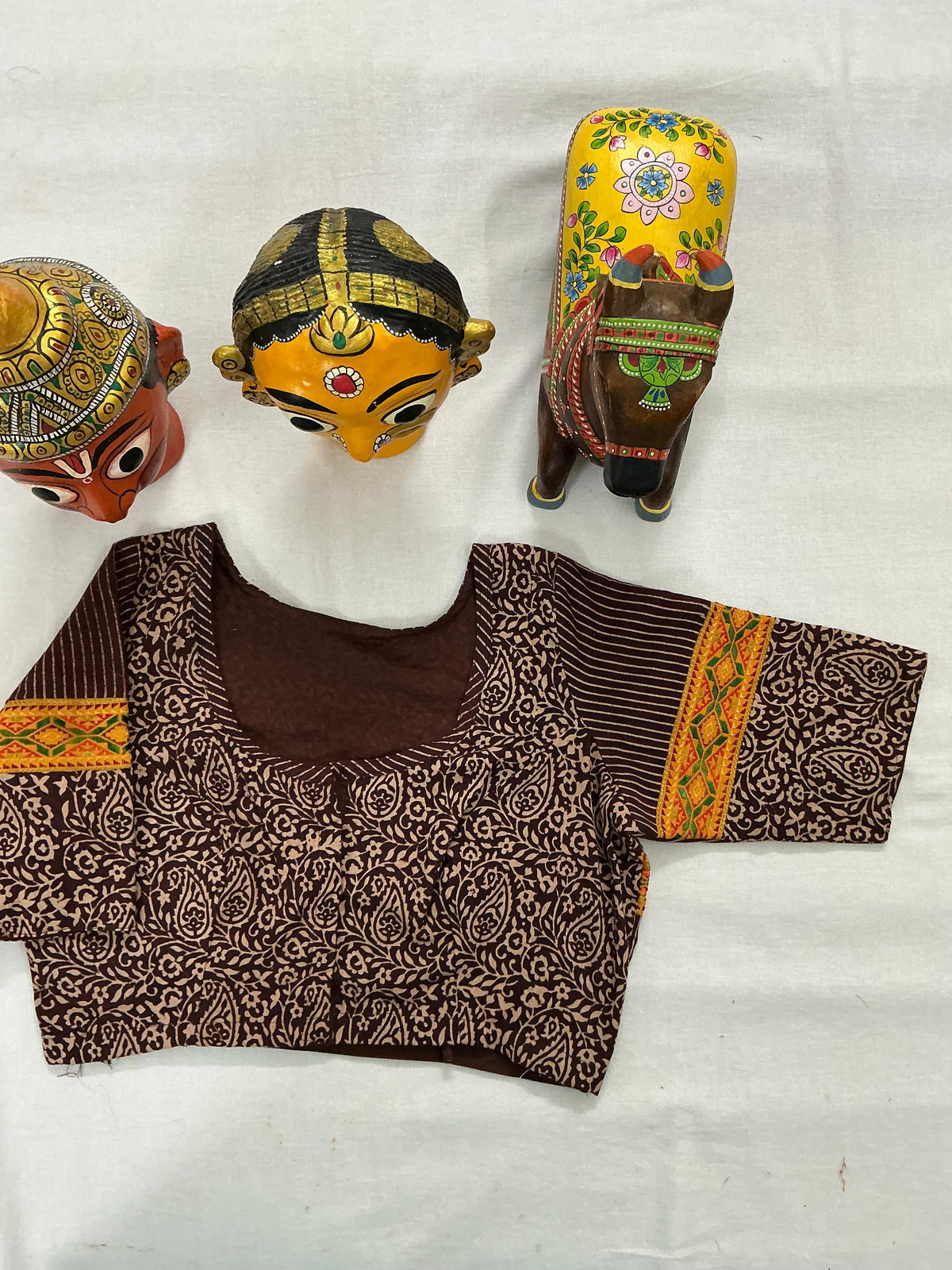 Handcrafted Ready to Wear Blouse : Blockprints &amp; Suf Embroidery