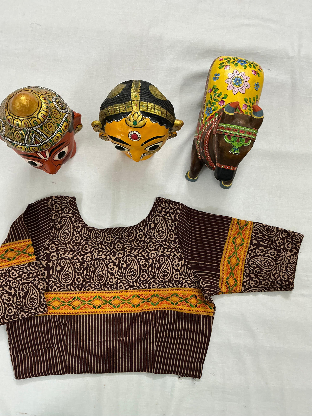 Handcrafted Ready to Wear Blouse : Blockprints &amp; Suf Embroidery